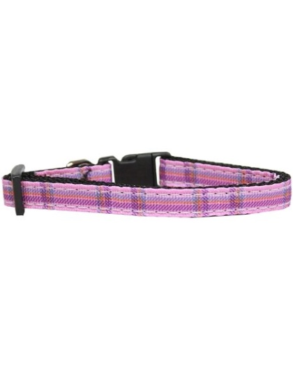 Plaid Nylon Collar Pink Cat Safety