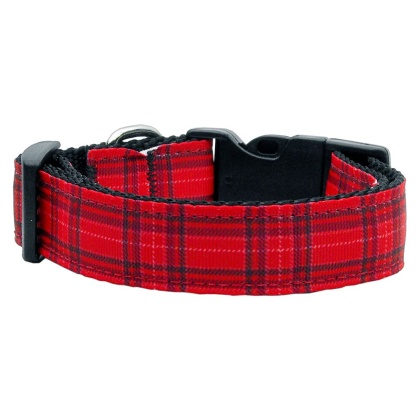 Plaid Nylon Collar Red Large