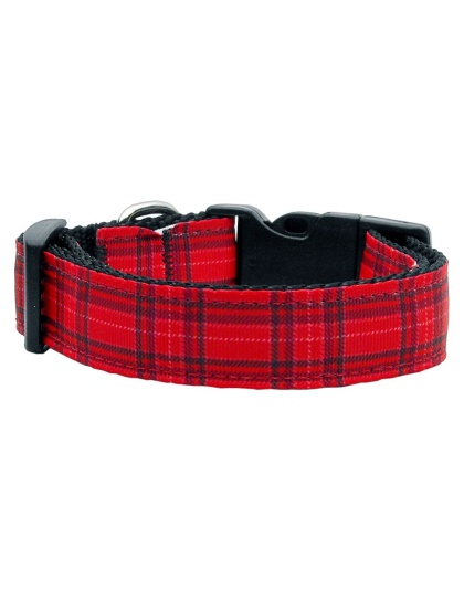 Plaid Nylon Collar Red Large