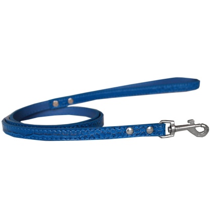 Plain Croc Leash Blue 1/2'' wide x 4' long