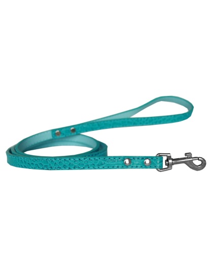 Plain Croc Leash Turquoise 1/2'' wide x 4' long