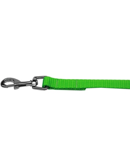 Plain Nylon Pet Leash 1in by 4ft Hot Lime Green