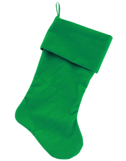 Plain Velvet 18 inch Christmas Stocking Green