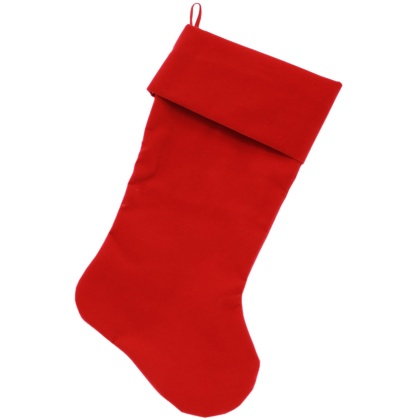 Plain Velvet 18 inch Christmas Stocking Red