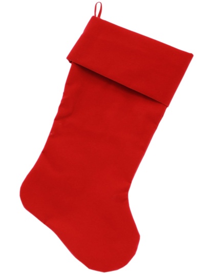 Plain Velvet 18 inch Christmas Stocking Red