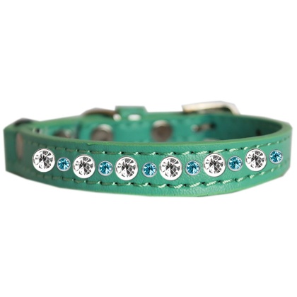 Posh Jeweled Cat Collar Aqua Size 10