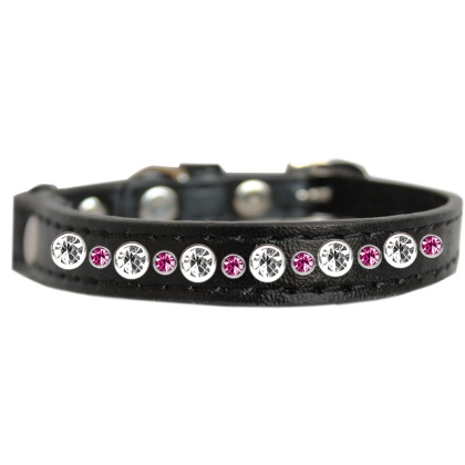 Posh Jeweled Cat Collar Black with Bright Pink Size 10