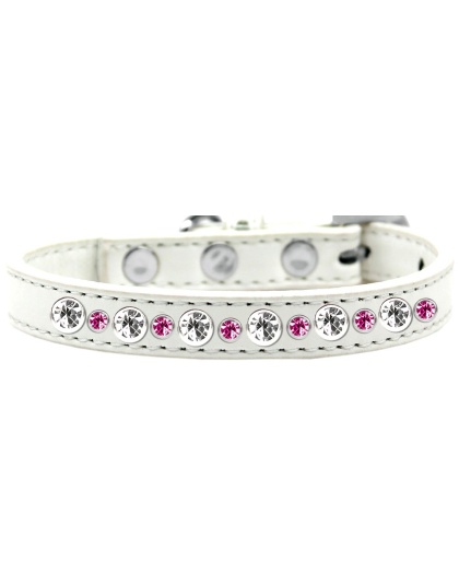 Posh Jeweled Dog Collar White with Bright Pink Size 10