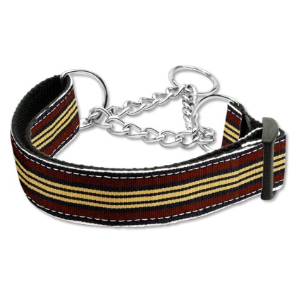 Preppy Stripes Nylon Ribbon Collars Martingale Brown/Khaki Large