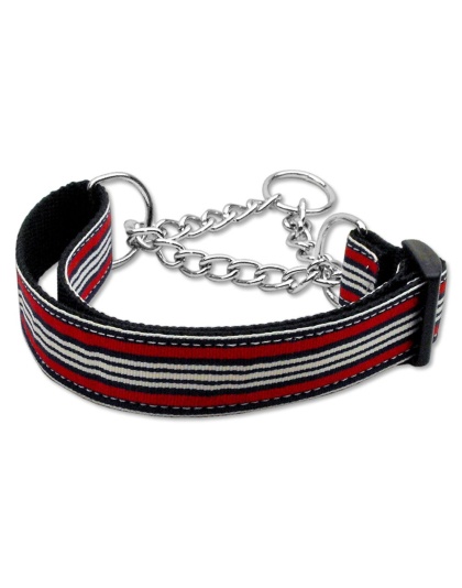 Preppy Stripes Nylon Ribbon Collars Martingale Red/White Large