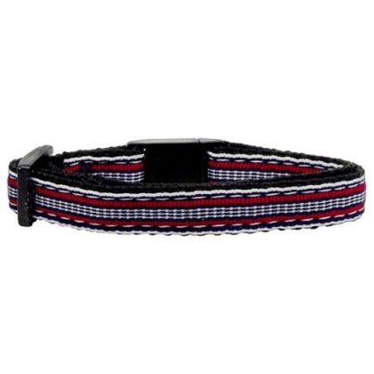 Preppy Stripes Nylon Ribbon Collars Red/White Cat Safety