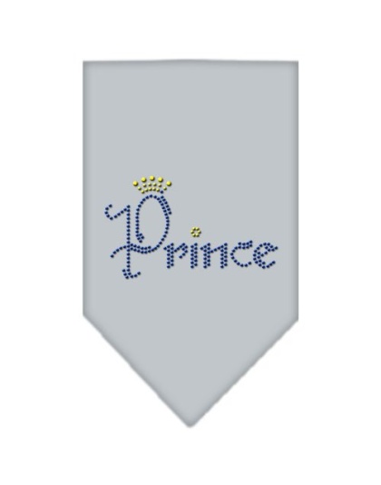 Prince Rhinestone Bandana Grey Large