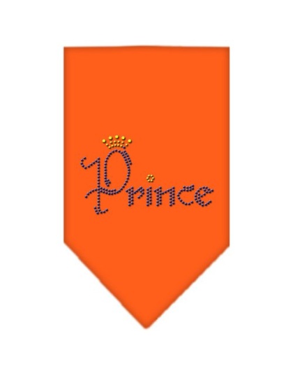 Prince Rhinestone Bandana Orange Large