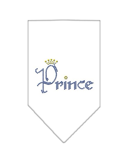 Prince Rhinestone Bandana White Large