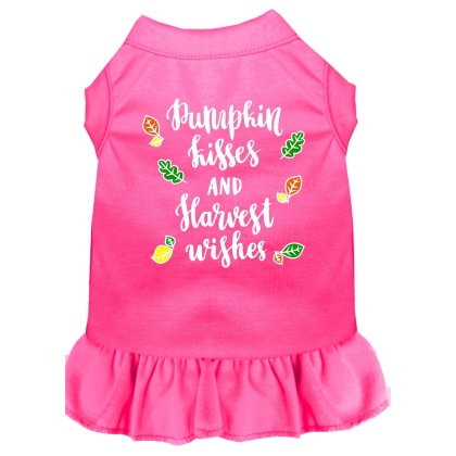 Pumpkin Kisses Screen Print Dog Dress Bright Pink 4X (22)