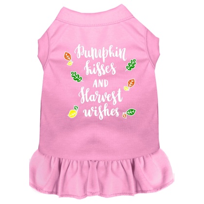 Pumpkin Kisses Screen Print Dog Dress Light Pink 4X (22)