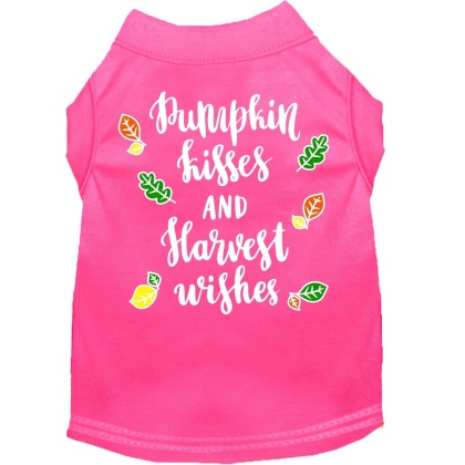 Pumpkin Kisses Screen Print Dog Shirt Bright Pink Lg