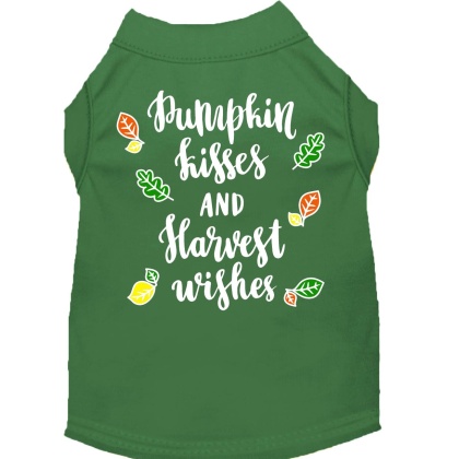 Pumpkin Kisses Screen Print Dog Shirt Green Lg