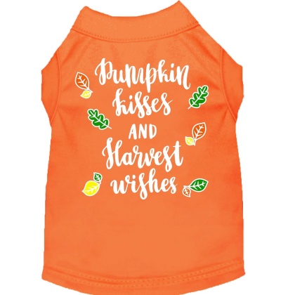 Pumpkin Kisses Screen Print Dog Shirt Orange Lg