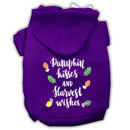 Pumpkin Kisses Screenprint Dog Hoodie Purple L