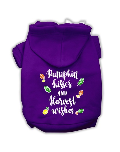 Pumpkin Kisses Screenprint Dog Hoodie Purple L