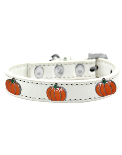 Pumpkin Widget Dog Collar White Size 10