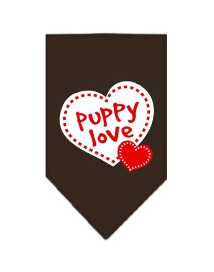 Puppy Love Screen Print Bandana Cocoa Large