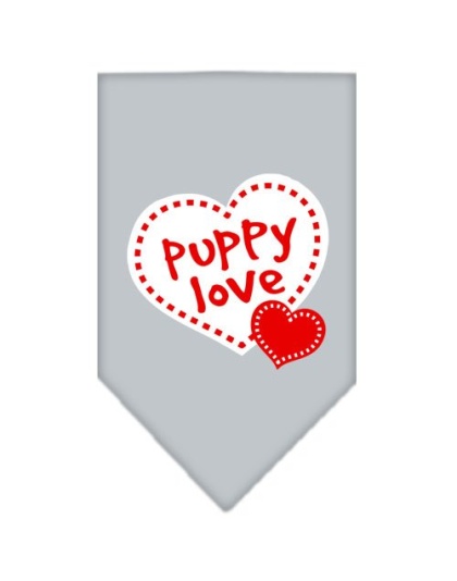 Puppy Love Screen Print Bandana Grey Large