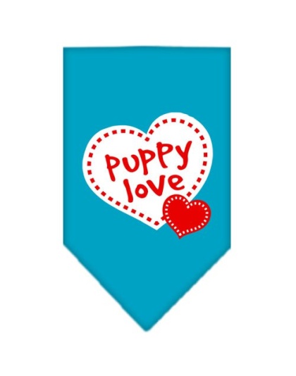 Puppy Love Screen Print Bandana Turquoise Large