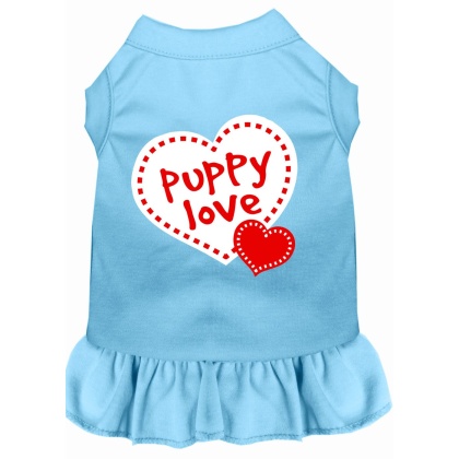 Puppy Love Screen Print Dress Baby Blue 4X (22)