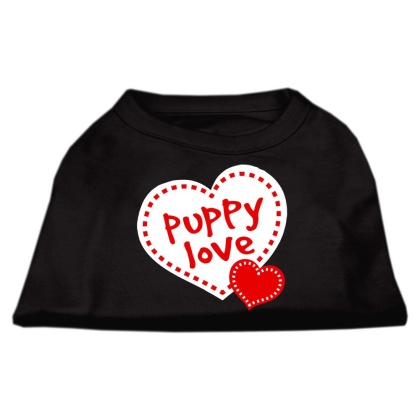 Puppy Love Screen Print Shirt Black Lg