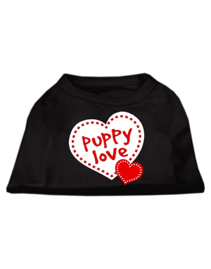 Puppy Love Screen Print Shirt Black Lg