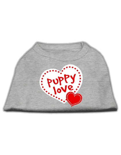 Puppy Love Screen Print Shirt Grey Lg