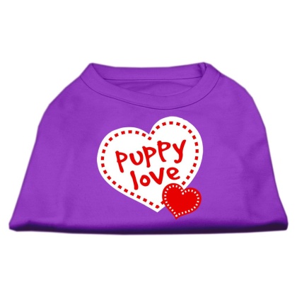 Puppy Love Screen Print Shirt Purple Lg