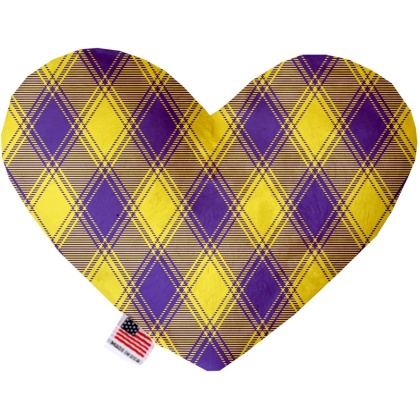 Purple and Yellow Plaid 6 Inch Heart Dog Toy