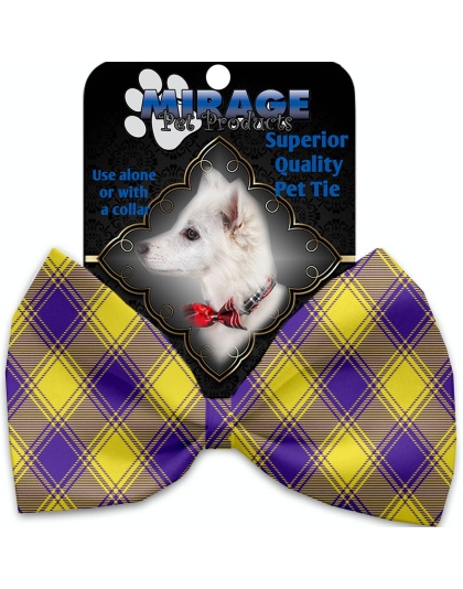 Purple and Yellow Plaid Pet Bow Tie