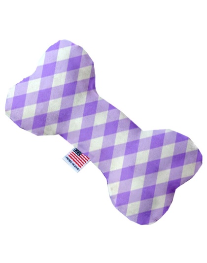 Purple Plaid 10 inch Canvas Bone Dog Toy