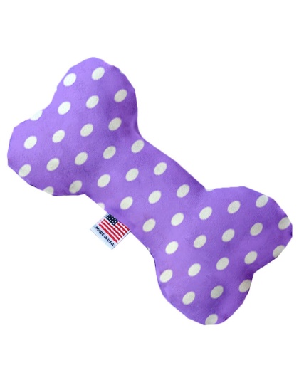 Purple Polka Dots 10 inch Canvas Bone Dog Toy