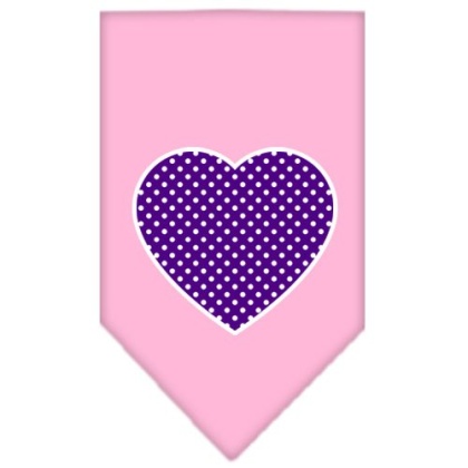 Purple Swiss Dot Heart Screen Print Bandana Light Pink Large