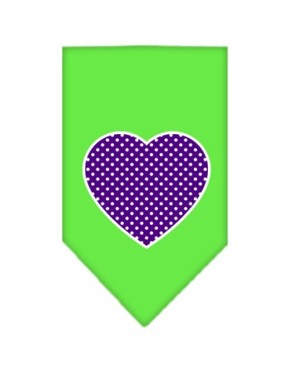 Purple Swiss Dot Heart Screen Print Bandana Lime Green Large