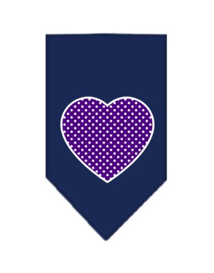 Purple Swiss Dot Heart Screen Print Bandana Navy Blue large