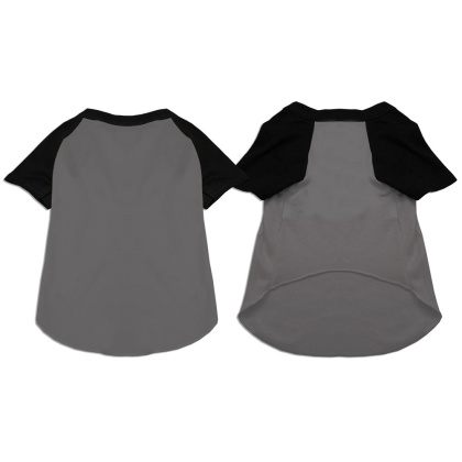 Raglan Baseball Pet Shirt Grey with Black Size XS