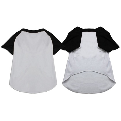 Raglan Baseball Pet Shirt White with Black Size XS