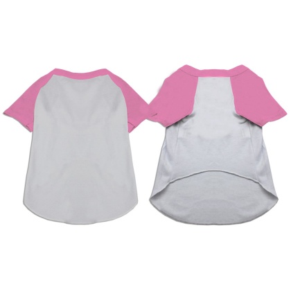 Raglan Baseball Pet Shirt White with Light Pink Size XS