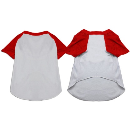 Raglan Baseball Pet Shirt White with Red Size XS