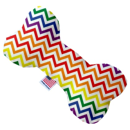 Rainbow Chevron 10 inch Canvas Bone Dog Toy