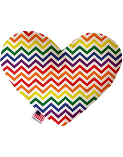 Rainbow Chevron 6 inch Canvas Heart Dog Toy