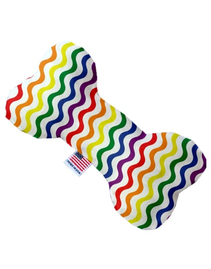 Rainbow Fun Stripes 10 inch Canvas Bone Dog Toy