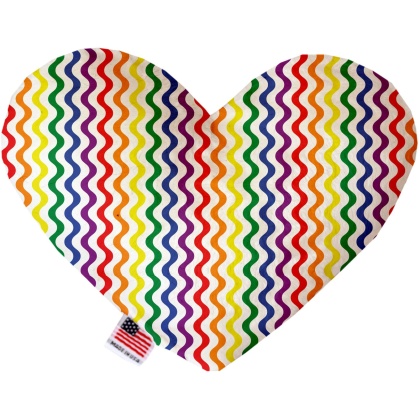 Rainbow Fun Stripes 6 inch Canvas Heart Dog Toy