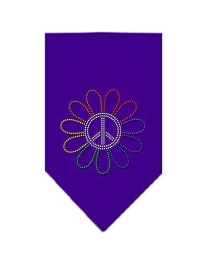 Rainbow Peace Flower Rhinestone Bandana Purple Large